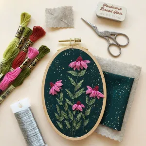 3D Coneflowers - Floral Embroidery Kit for Intermediate Stitchers