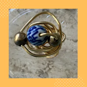 Blue and White Design Ring