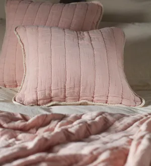 Blush Pink Vivienne 100% Cotton Quilted Cushion Cover & Throw