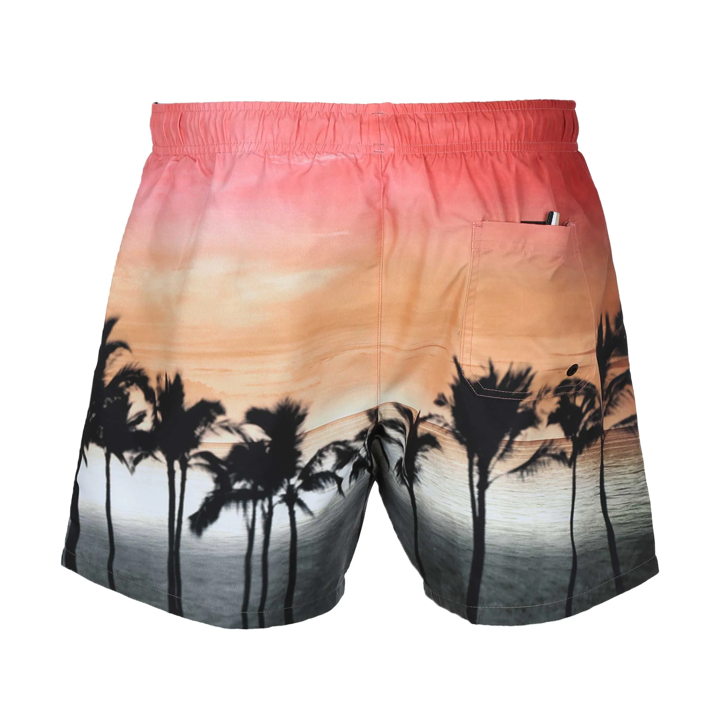 BOSS Komo Swim Short in Beige & Red Print