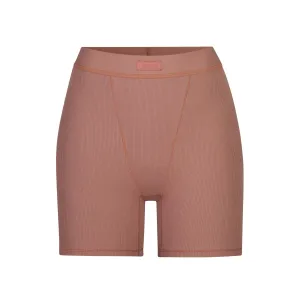 COTTON RIB BOXER | ROSE CLAY