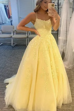 Daffodil Tulle Long Prom Dresses