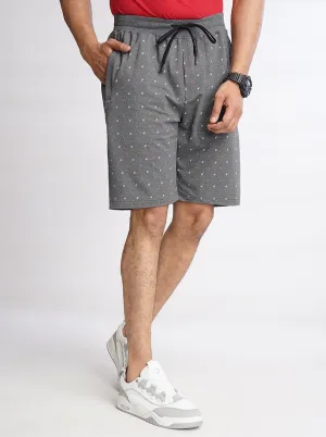 Dark Grey Printed Slim Fit Shorts | JadeBlue