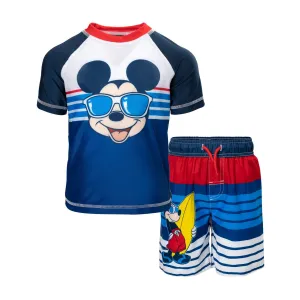 Disney Mickey Mouse Surfin' Toddler Swim Shorts & Rashguard Set