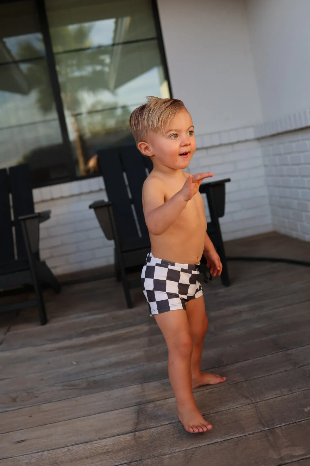 Euro Swim Short | Black Checkerboard