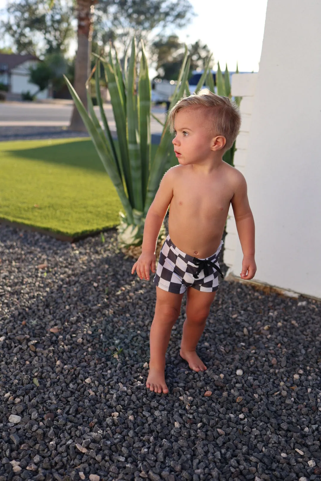 Euro Swim Short | Black Checkerboard