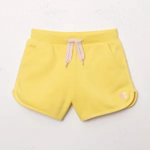 Girls' yellow French terry shorts