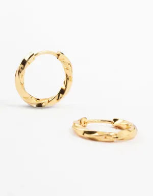 Gold Plated Stainless Steel Twisted Hoop Earrings