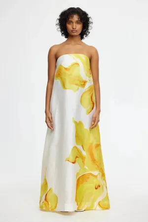 Hopton Elegant Midi Dress in Spring Floral Print