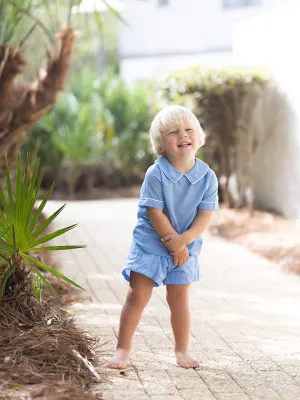 John Medium Blue Linen Short Set