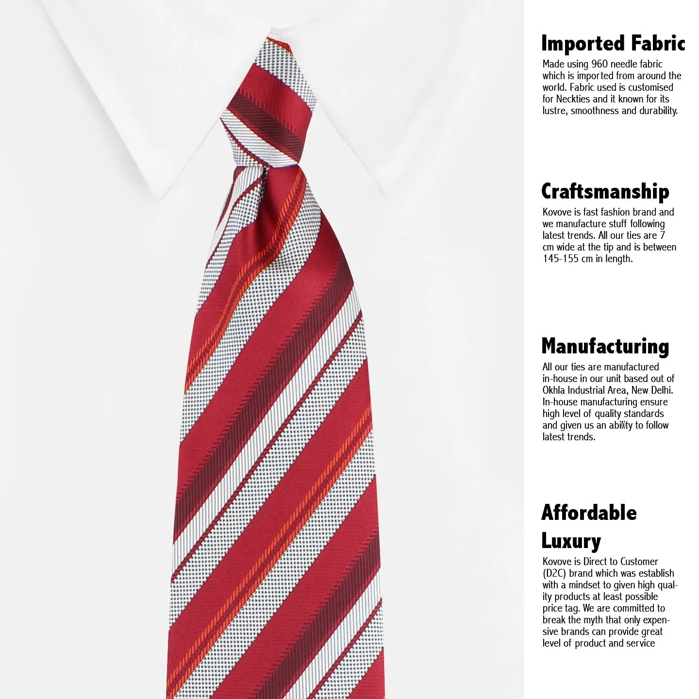 Kovove The Selective Striped Red Necktie For Men