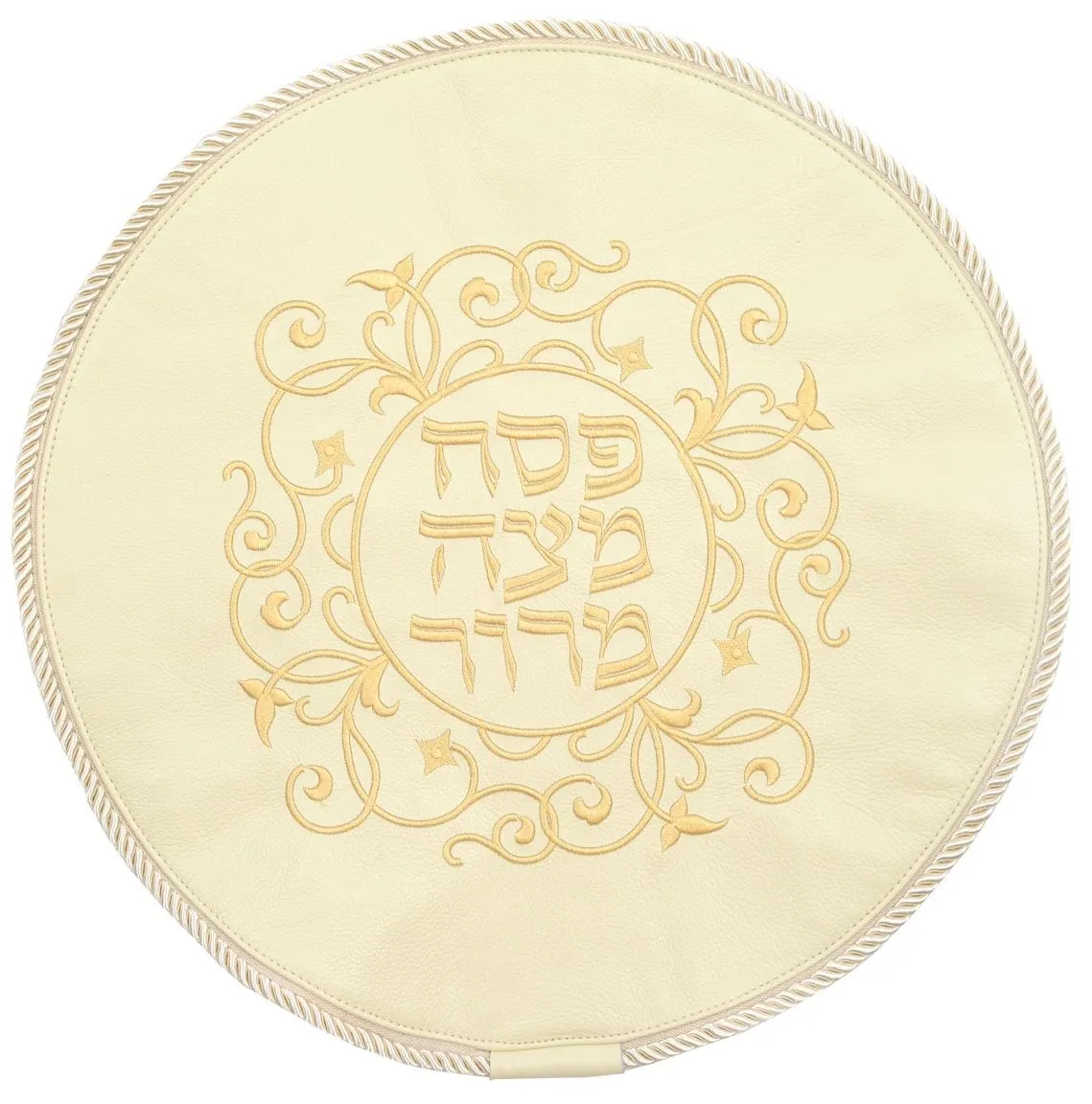 Leather Matzah Cover Circular Floral Swirl design MA120-CR