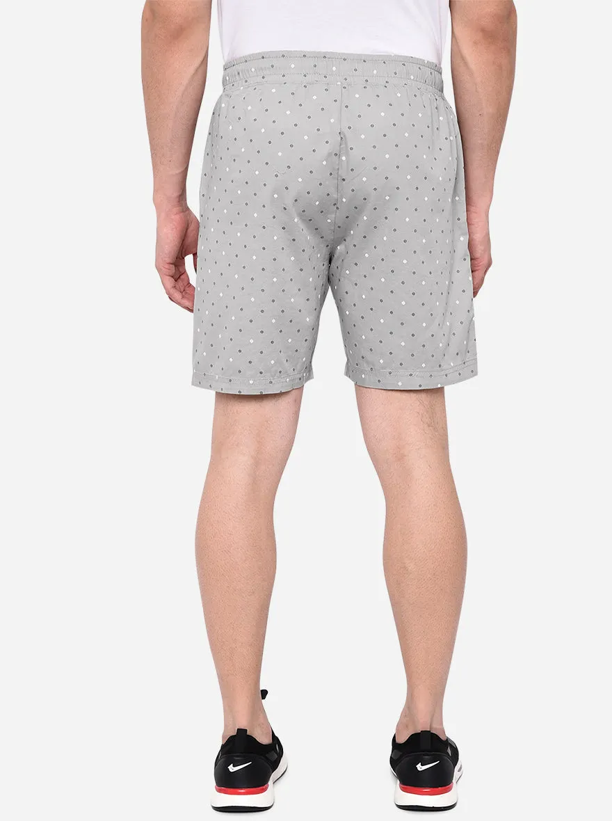 Light Grey Printed Regular Fit Shorts | JadeBlue