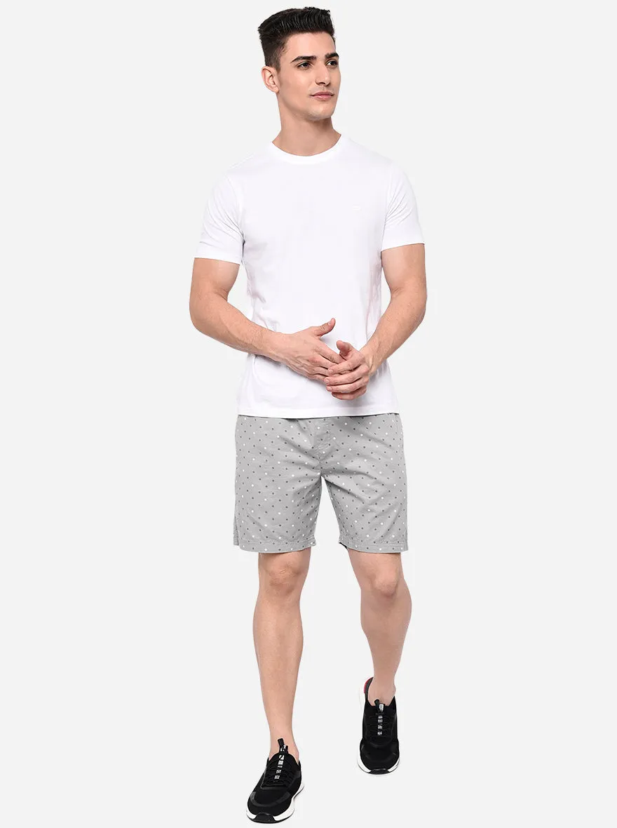 Light Grey Printed Regular Fit Shorts | JadeBlue