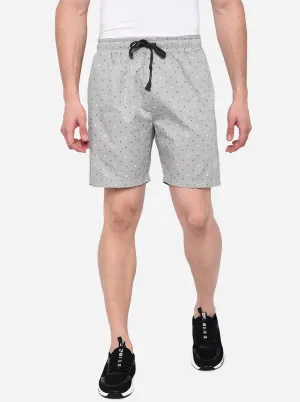 Light Grey Printed Regular Fit Shorts | JadeBlue