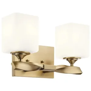 Marette 13 In 2-Lights Bathroom Vanity Light With Satin Etched Cased Opal Glass, Bronze Finish