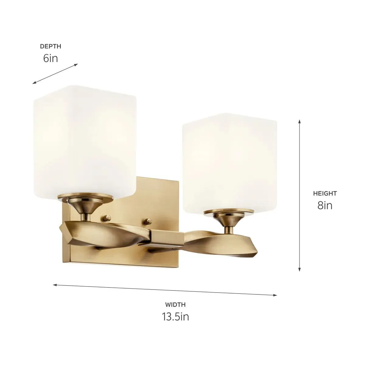 Marette 13 In 2-Lights Bathroom Vanity Light With Satin Etched Cased Opal Glass, Bronze Finish