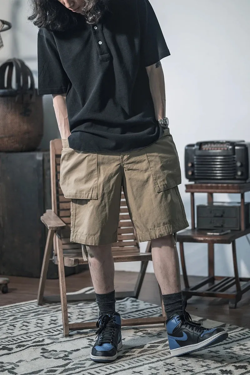 Men's Ripstop Cargo Shorts - Military Style with Multi-Pocket Design