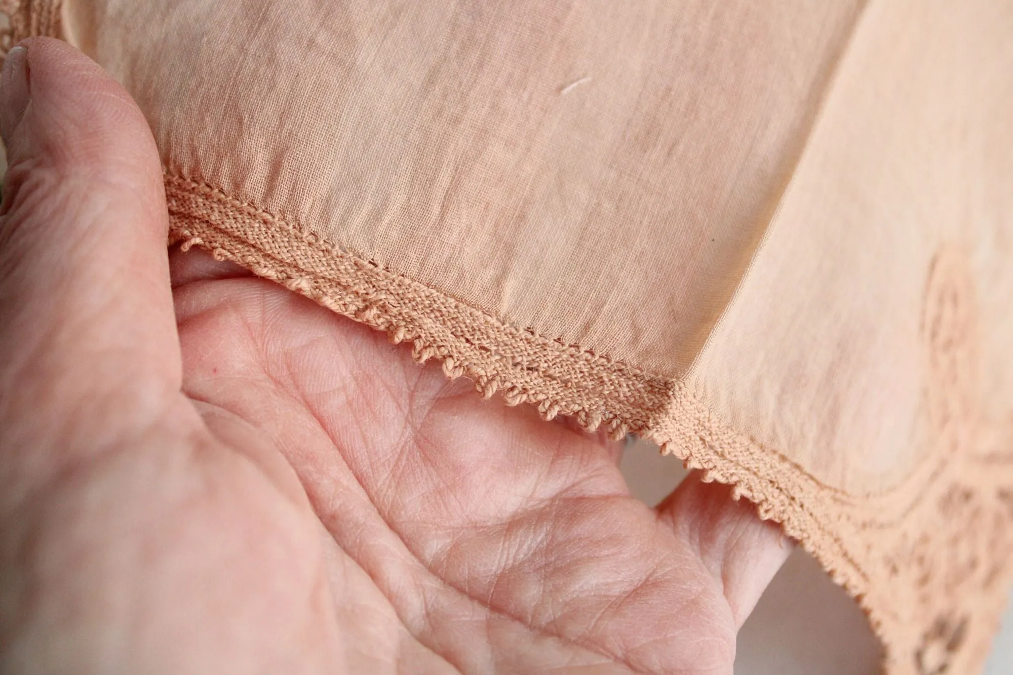 Natural Plant Hand Dyed Pink 1930s Handkerchief