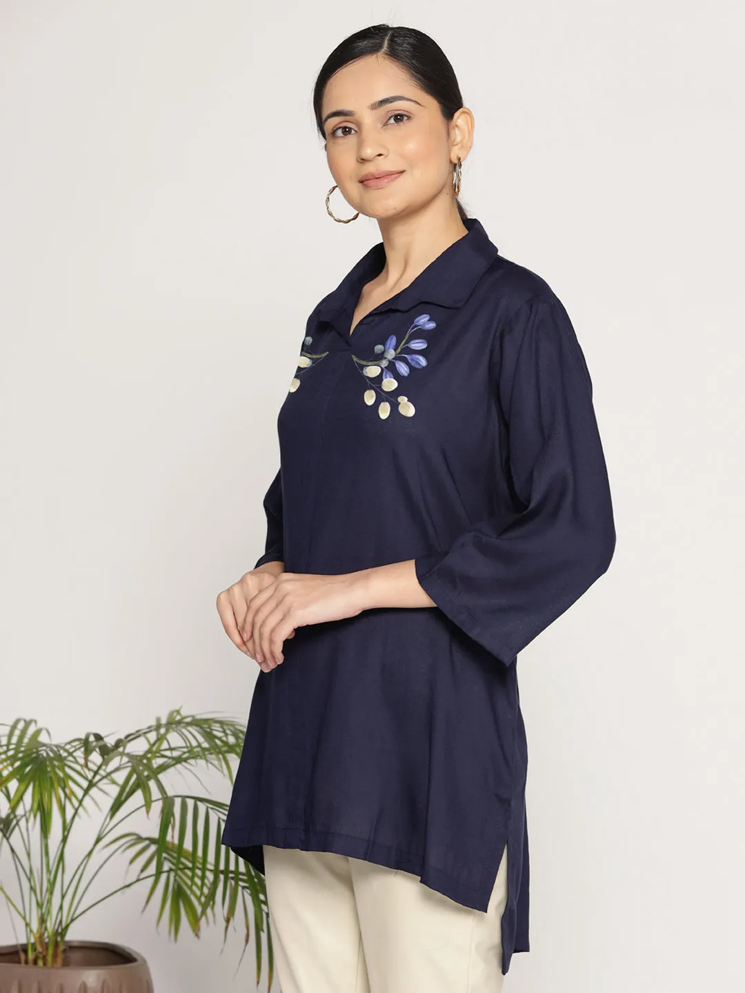 Navy Rayon ShirtTop - Prusse