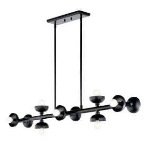 Palta 48" 10-Light Linear Chandelier, Black Finish