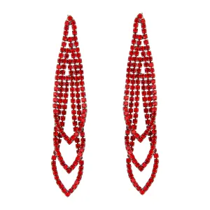 Red Gunmetal Loop Cup Chain Earrings