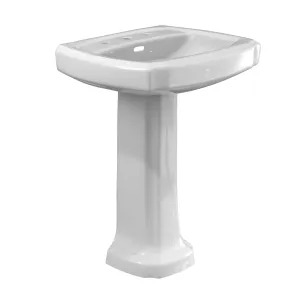 TOTO LPT972.8#01 Guinevere Rectangular Pedestal Bathroom Sink for 8" Center Faucets, Cotton White