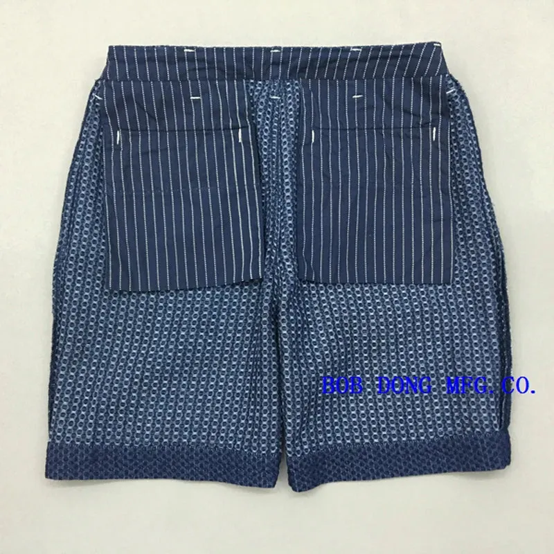 Vintage Wabash Denim Shorts for Men - Knee Length Sashiko