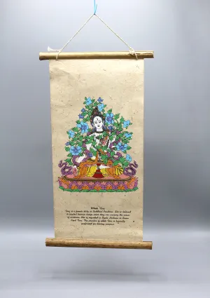 White Tara Printed Lokta Paper Wall Hanging