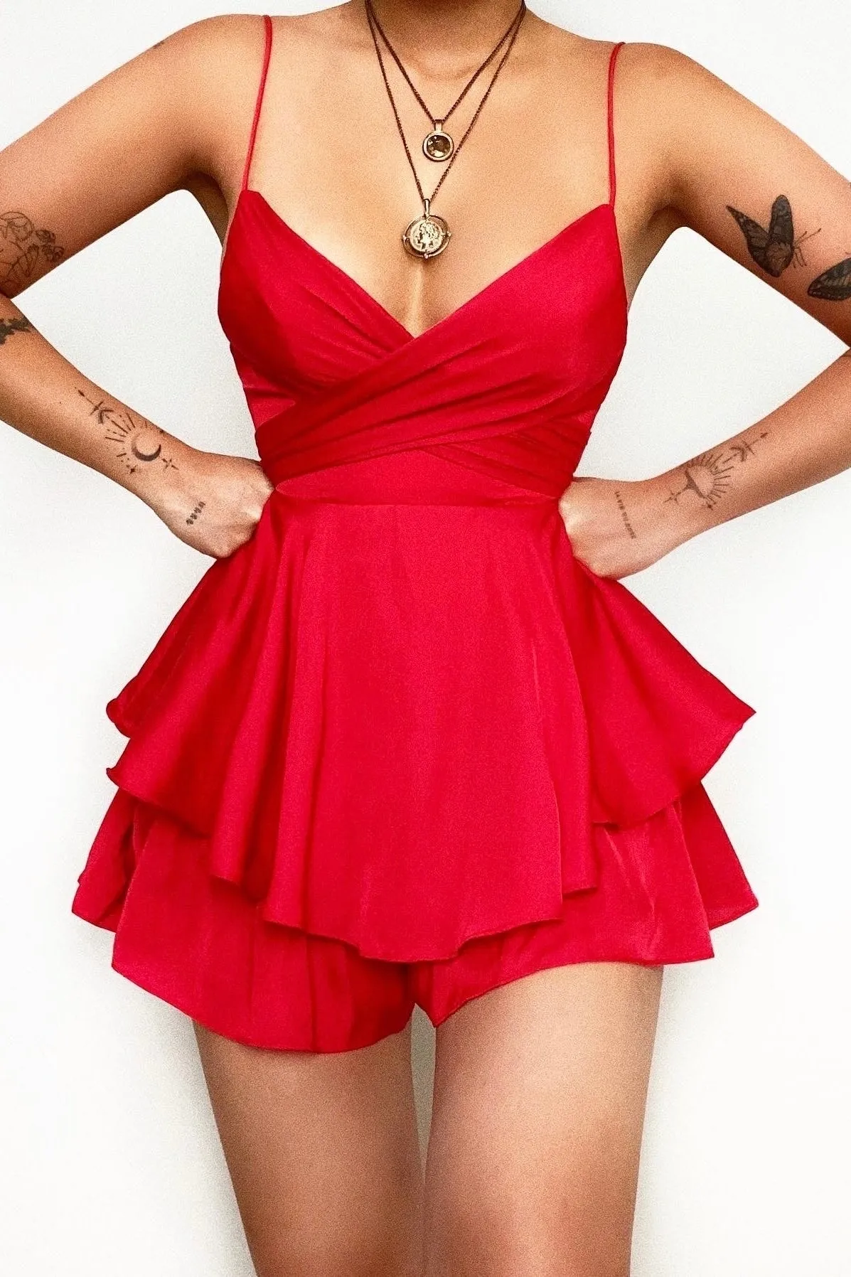 Zahira Playsuit - Red